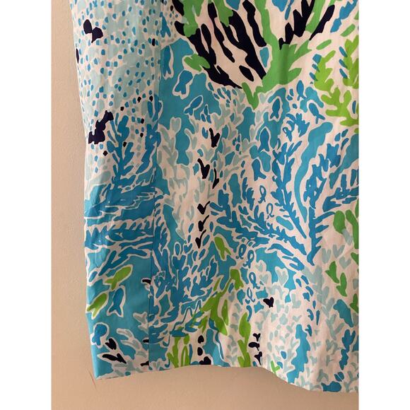 Lilly Pulitzer Janice Blue Green Gold Sheath Shift Dress 2 Flaw Minor - Picture 3 of 10